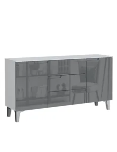 Santino Grey High Gloss And White 2 Door & 3 Drawer Wide Sideboard, 3236