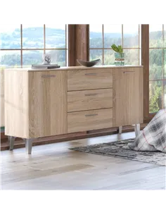 Santino Sonoma Oak Effect Large Wide 2 Door & 3 Drawer Sideboard, 3235 2