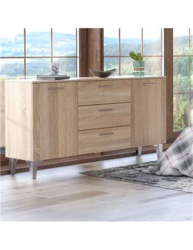 Santino Sonoma Oak Effect Large Wide 2 Door & 3 Drawer Sideboard, 3235