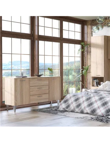 Santino Sonoma Oak Effect Large Wide 2 Door & 3 Drawer Sideboard, 3235