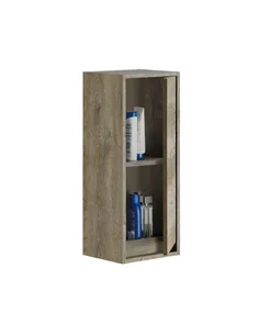 Shaarawy Grey Oak Effect 1 Door Wall Mounted Floating Bathroom Cupboard, 3225