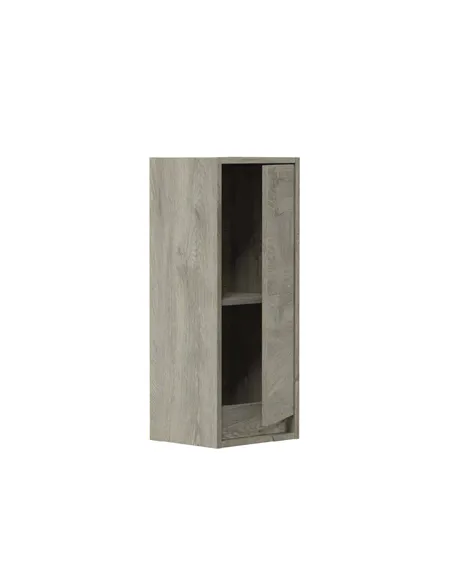 Shaarawy Grey Oak Effect 1 Door Wall Mounted Floating Bathroom Cupboard, 3225
