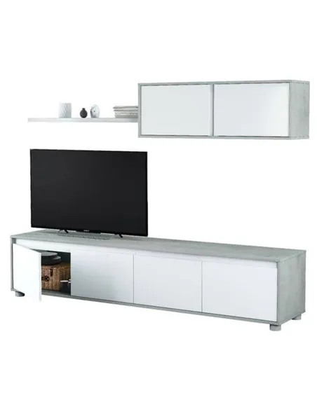 Simons Concrete Grey And White TV Entertainment Cabinet, 3217