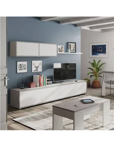 Simons Concrete Grey And White TV Entertainment Cabinet, 3217