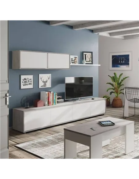 Simons Concrete Grey And White TV Entertainment Cabinet, 3217