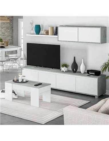 Simons Concrete Grey And White TV Entertainment Cabinet, 3217