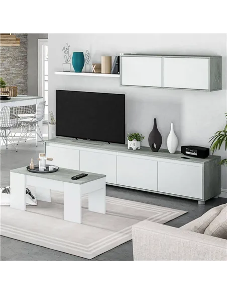 Simons Concrete Grey And White TV Entertainment Cabinet, 3217