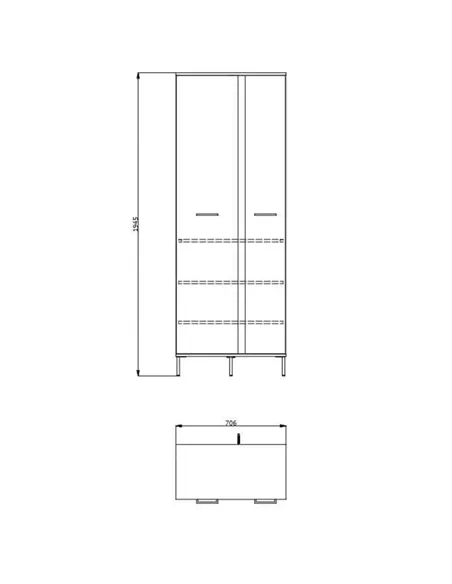 Sorrento Oak Effect Tall Slim 2 Door Wardrobe, 3125