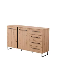 Sorrento Oak Effect 2 Door 4 Drawer Sideboard, 3427