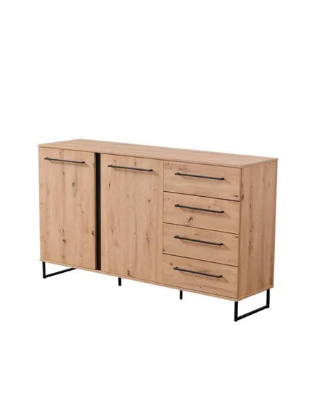 Sorrento Oak Effect 2 Door 4 Drawer Sideboard, 3427
