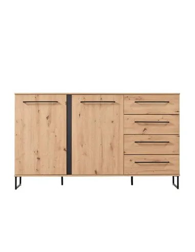 Sorrento Oak Effect 2 Door 4 Drawer Sideboard, 3427