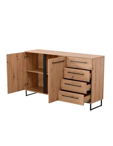 Sorrento Oak Effect 2 Door 4 Drawer Sideboard, 3427