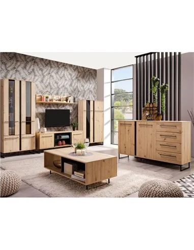 Sorrento Oak Effect 2 Door 4 Drawer Sideboard, 3427