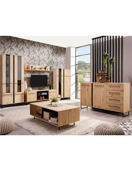 Sorrento Oak Effect 2 Door 4 Drawer Sideboard, 3427