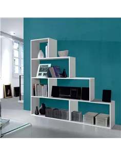 Step Bookcase White Gloss Lounge Furniture, 2600