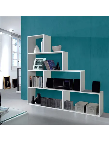 Step Bookcase White Gloss Lounge Furniture, 2600