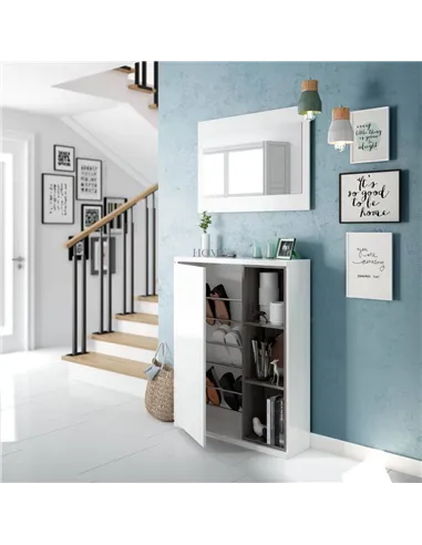 Tendi White Gloss Shoe Cabinet Hallway Unit, 2919