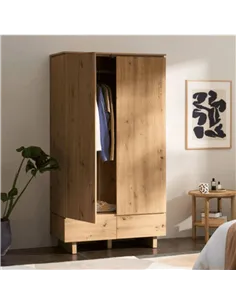 Texas Artisan Oak Effect 2 Door 2 Drawer Double Wardrobe, 3287