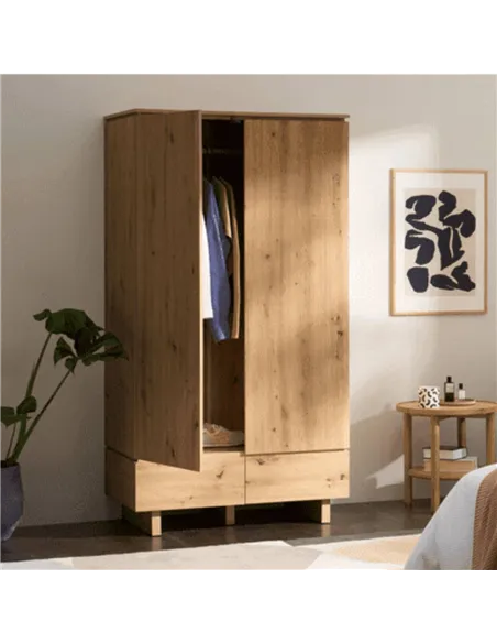 Texas Artisan Oak Effect 2 Door 2 Drawer Double Wardrobe, 3287