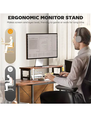 HOMCOM 168cm Reversible L Shaped Desk, Industrial Corner Computer Desk with Adjustable Shelf and Storage Bag, 240cm 2 Person PC 