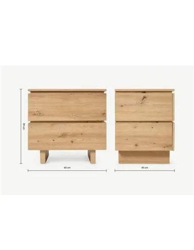 Texas Artisan Oak Effect 2 Drawer Bedside, 3284