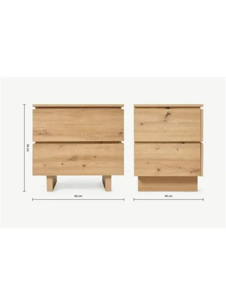 Texas Artisan Oak Effect 2 Drawer Bedside, 3284