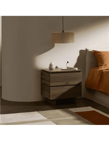 Texas Walnut Effect 2 Drawer Bedside, P8CNER22