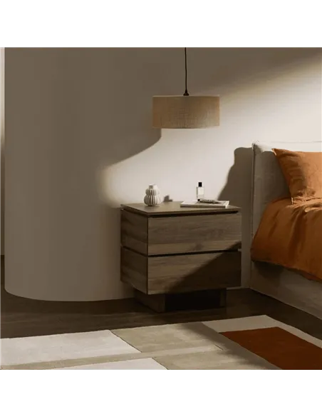 Texas Walnut Effect 2 Drawer Bedside, P8CNER22