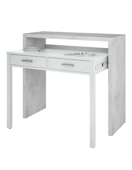Turin Artic Concrete Grey And White Desk, 2931