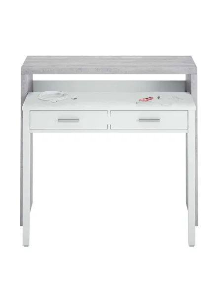 Turin Artic Concrete Grey And White Desk, 2931