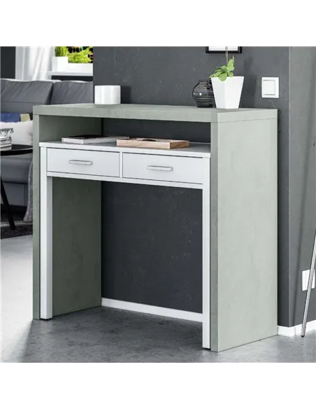 Turin Artic Concrete Grey And White Desk, 2931