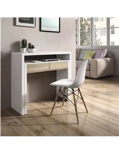 Turin White and Oak Desk & Dressing Table or Console Table, 2647