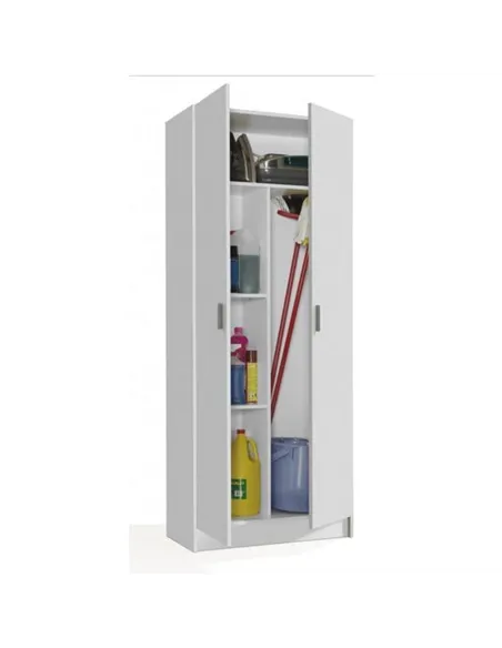 Utility Multi Purpose White 2 Door Storage Broom Cupboard, 2593