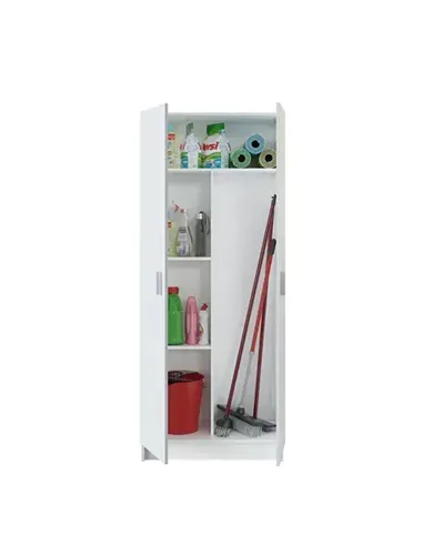 Utility Multi Purpose White 2 Door Storage Broom Cupboard, 2593