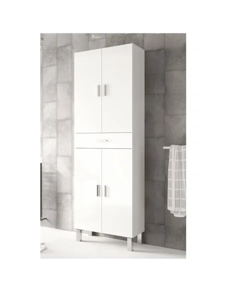 Valdo Tall Bathroom Cupboard White Gloss, 2608