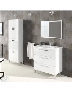 Valdo Tall Bathroom Cupboard White Gloss, 2608 2