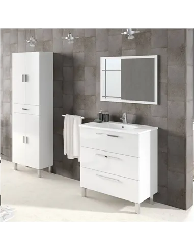 Valdo Bathroom Vanity Sink With Undersink Cupboard White Gloss, 2609