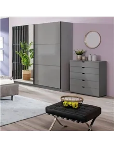 Valentina Grey 220cm Sliding Wardrobe with Mirror, 3046 2
