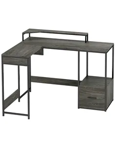 HOMCOM Industrial 'L' Shaped Multi-Work Desk - Charcoal Grey