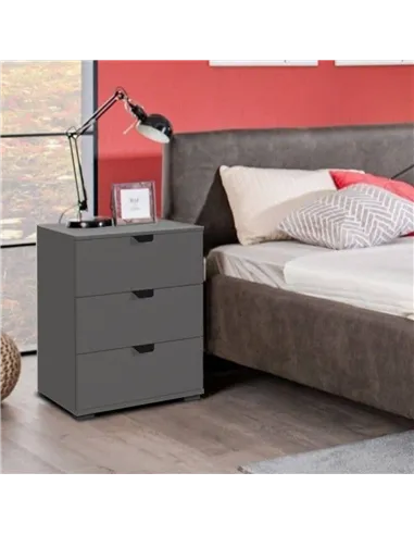 Valentina Grey 3 Drawer Bedside Table, 3403