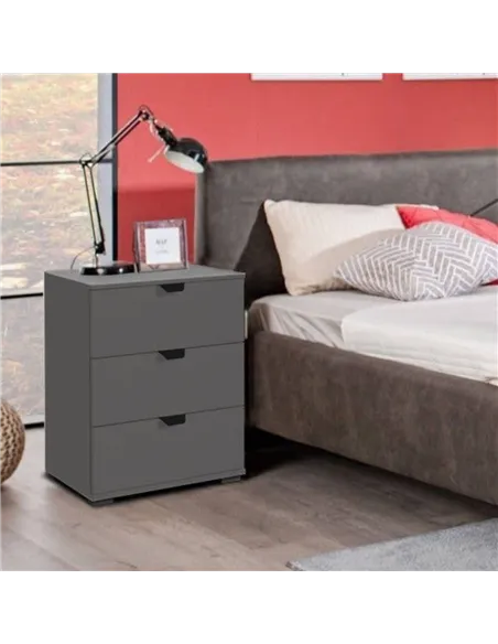 Valentina Grey 3 Drawer Bedside Table, 3403