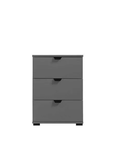 Valentina Grey 3 Drawer Bedside Table, 3403