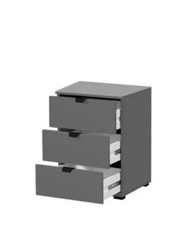 Valentina Grey 3 Drawer Bedside Table, 3403