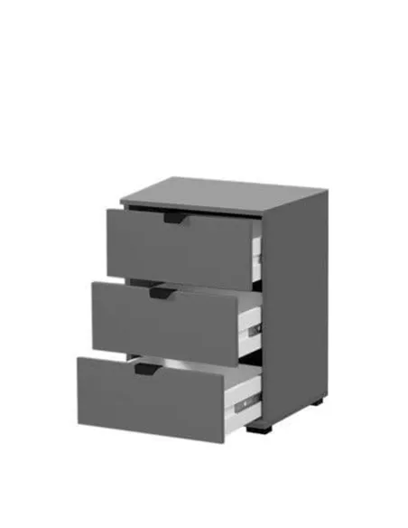 Valentina Grey 3 Drawer Bedside Table, 3403