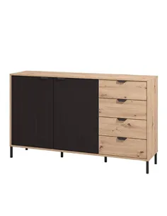Vilamoura Artisan Oak Effect And Black Sideboard, 3420