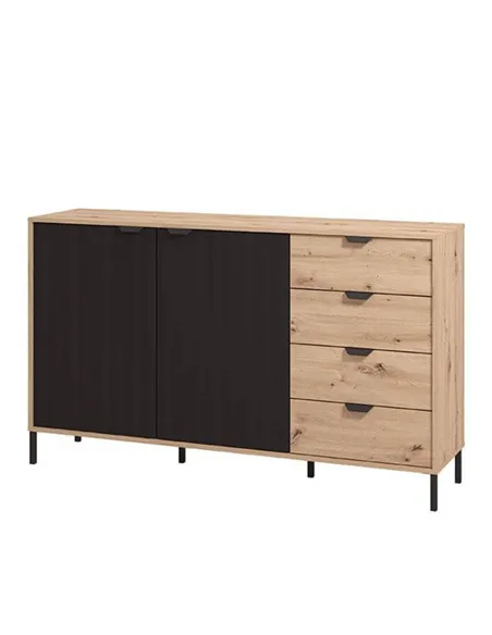 Vilamoura Artisan Oak Effect And Black Sideboard, 3420
