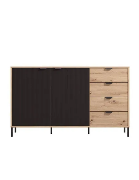 Vilamoura Artisan Oak Effect And Black Sideboard, 3420