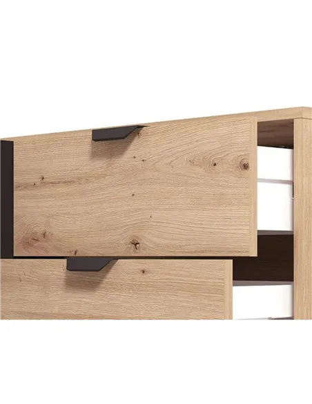 Vilamoura Artisan Oak Effect And Black Sideboard, 3420