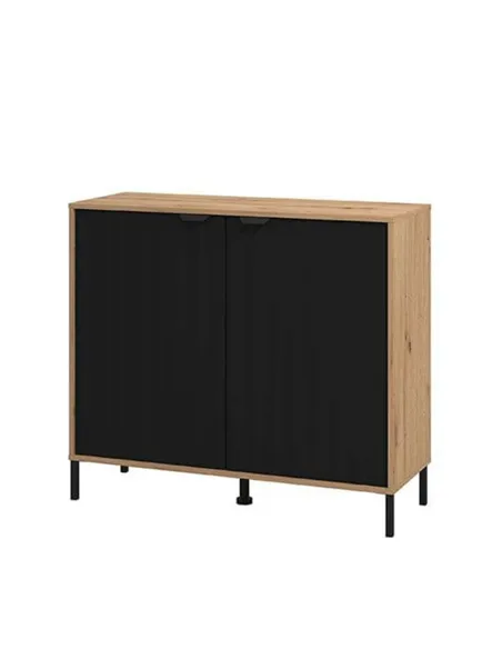 Vilamoura Artisan Oak Effect And Black Small Sideboard, 3422