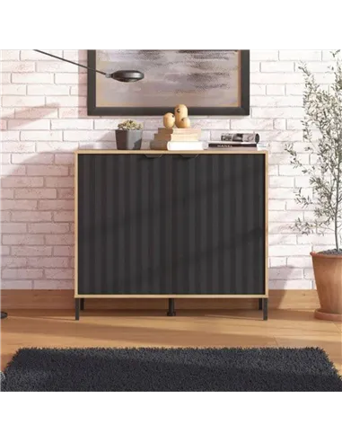 Vilamoura Artisan Oak Effect And Black Small Sideboard, 3422